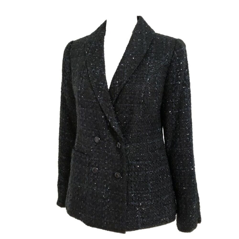 Pendleton Jacket Metallic Tweed Boucle Black Blazer Shawl Collar Sz 6 NWT